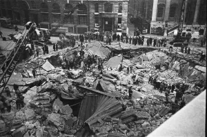 The Bank of England and Royal Exchange after the raid during the night of 11 January 1941