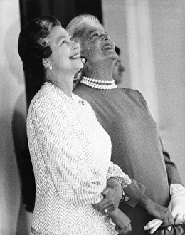 Looking Up Prints: Barbara Bush, wife of President George Bush of the United States shares a joke with Her