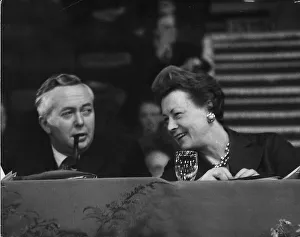 Barbara Castle shares a joke with Harold Wilson at the Labour Party Conference