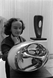Sculpture Prints: Barbara Hepworth Artist and Sculptor May 1962 at an exhibition of her sculptures