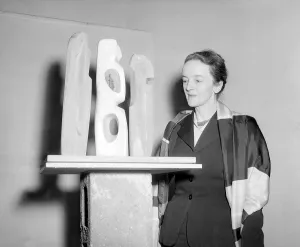 Carving Prints: Barbara Hepworth Artist and Sculpture - March 1953 wins prize for her wood carving