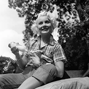 Checkered Prints: Barbara Payton American Film Actress wearing checked shirt