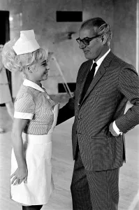 Make Up Prints: Barbara Windsor and producer Peter Rogers on the film set of Carry On Doctor