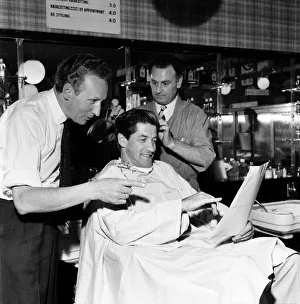 Barber Shop: Michael Holliday having hair cut at Ronnies of Streatham