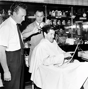Barber Shop: Michael Holliday having hair cut at Ronnies of Streatham