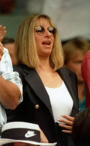 Barbra Streisand Singer enjoys Agassi playing Tennis