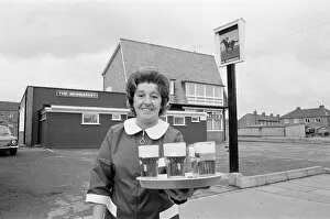 Images Dated 1st January 1972: Barmaid at The Newmarket Pub, Penrith Road, Middlesbrough, 1972, Photocall