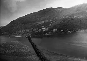 01450 Prints: Barmouth Bridge and Estuary of the River Mawddach near Barmouth, Gwynedd