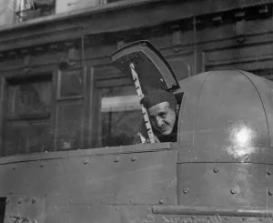 Armoured Car Prints: Baron de Serelas seen here inspecting the latest armoured car built for the Belgian army