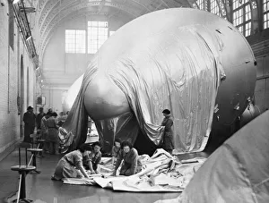 01464 Prints: A barrage balloon is a large unmanned tethered kite balloon used to defend ground targets