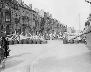 Barricades across the roads leading into Brussels Circa August 1914 *** Local