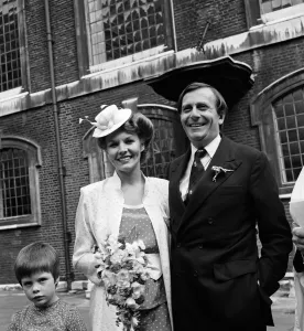 Marriage Prints: Barry Humphries and Diane Millstead after their wedding at Marylebone Registry Office