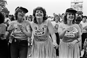 Barry Manilow fans watching him in concert at Blenhiem Palace. 28th August 1983
