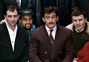 Barry Mcgigan centre with left to right Charlie Magri Lloyd Honeyghan and Jim McDonal