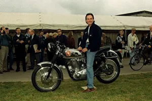Barry Sheene September 1998 Former world motorcycle champion sitting on an old