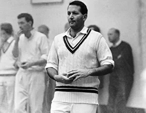 Basil D Oliviera Cricket player South Africa practising bowling at the nets