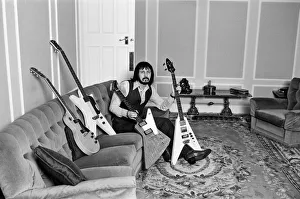 00450 Prints: Bass guitarist of The Who rock group John Entwistle pictured at his home in Ealing
