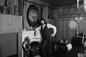 00450 Prints: Bass guitarist of The Who rock group John Entwistle pictured at his home in Ealing