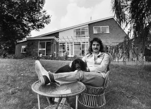 Relaxation Prints: Bass player and lyricist Geezer Butler of the heavy metal group Black Sabbath