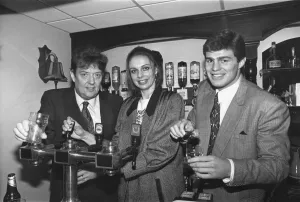 Former bassist of The Animals pop group Chas Chandler, pictured with his wife Madeleine