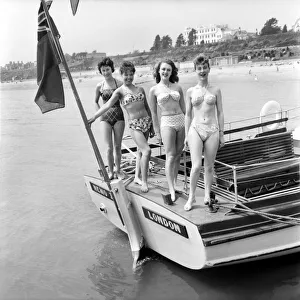 Bathing Girl: Glamour on the Clacton Beach: L. to R. Peggy Palmer, 16