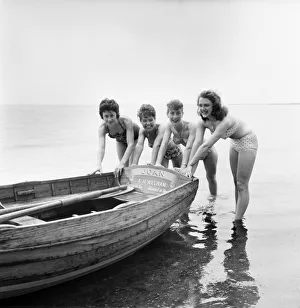 Bathing Girl: Glamour on the Clacton Beach: L. to R. Peggy Palmer, 16