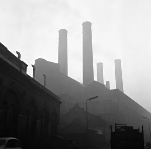 Smoke Prints: Battersea Power Station seen here on a murky foggy winters morning. London