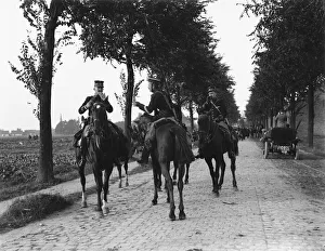 Battles And Campaigns Prints: Battle of Audegem. Belgian scout brings in reports of the German advance on Antwerp 28th