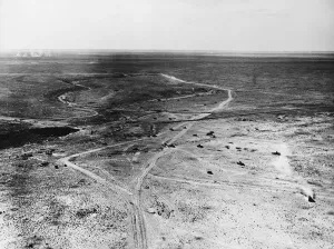01462 Prints: The Battle for Bardiyah in progress showing armoured divisions advancing on the defences