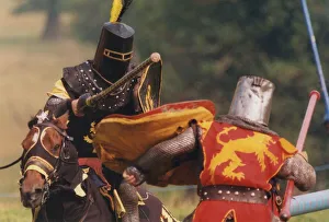 Jousting Prints: Battle re-enactments - A medieval festival at Belsay Hall in Northumberland 9 August 1997