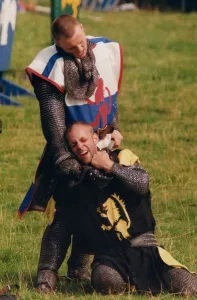 Battle re-enactments - A medieval festival at Belsay Hall in Northumberland 9 August 1997