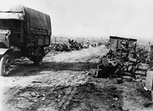 Battles And Campaigns Prints: The Third Battle of Ypres. The Ypres-Zonnebeke Road; men filling in recent shell-holes