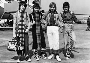 April Collection: Bay City Rollers on the tarmac at Heathrow Airport. Left to right: Stuart Wood