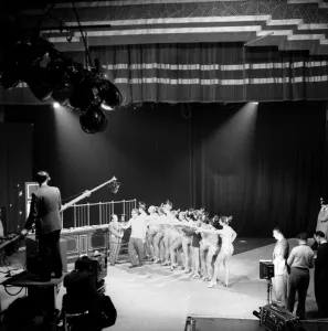 BBC filming a variety show at the Wood Green Empire. January 1957 A307-004