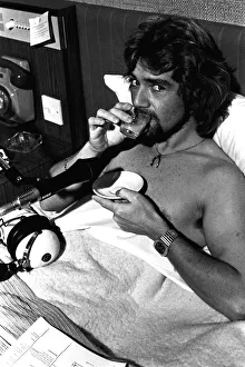 BBC Radio One DJ Noel Edmonds doing his breakfast radio show from his bed at the Centre