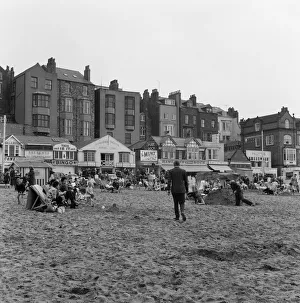 Holiday Prints: Beach scene at Scarborough, North Yorkshire. May 1964