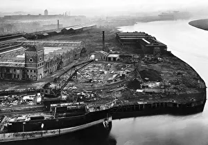 Shipyard Prints: Beardmores shipyard site at Dalmuir on the River Clyde in Scotland