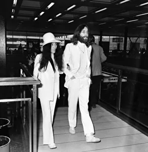 Beatle John Lennon and his wife Yoko Ono left Heathrow Airport London this afternoon (Sat