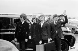 Beatles 1966 The Beatles greet their fans as they arrive at London Airport before