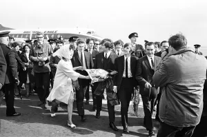 Fans And Supporters Prints: The Beatles arrive in Liverpool for film premiere of `A Hard Days Night