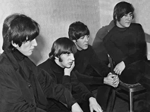 The Beatles backstage - watching themselves on television - at the Odean Cinema
