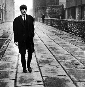 Beatles Drummer Ringo Starr pictured leaving his family home in Admiral Grove Liverpool