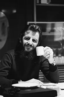 Cup Of Tea Prints: Former Beatles drummer Ringo Starr pictured in his office at the Apple Corporation