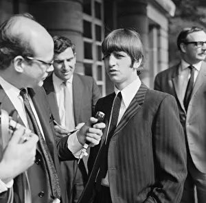 Beatles drummer Ringo Starr speaks to the press after the birth of his baby boy Zak