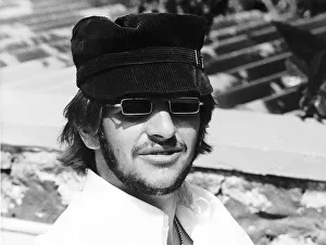 Beatles drummer Ringo Starr wearing sunglasses and hat during his holiday in Tobago