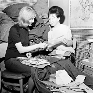00394 Prints: Beatles Fan Club Office, 10th April 1964. Anne Collingham (18) and Bettina Rose (20)