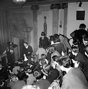 Beatles fans queueing to be extras and to get inside the Scala Theatre in Tottenham