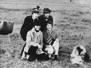 The Beatles filming their video for the song Strawberry Fields Forever