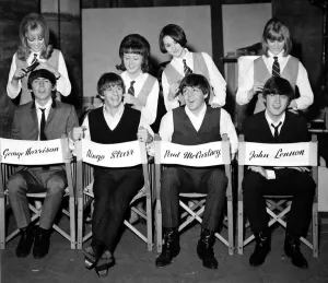 Group Portrait Prints: The Beatles being groomed at Twickenham Film Studios by Pattie Boyd