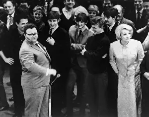 The Beatles with Harry Secombe (left), Tommy Steele and Marlene Dietrich (right